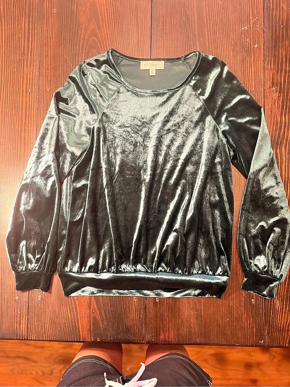 Philosophy Velvet Long Sleeve Top in Black Size XS Like New